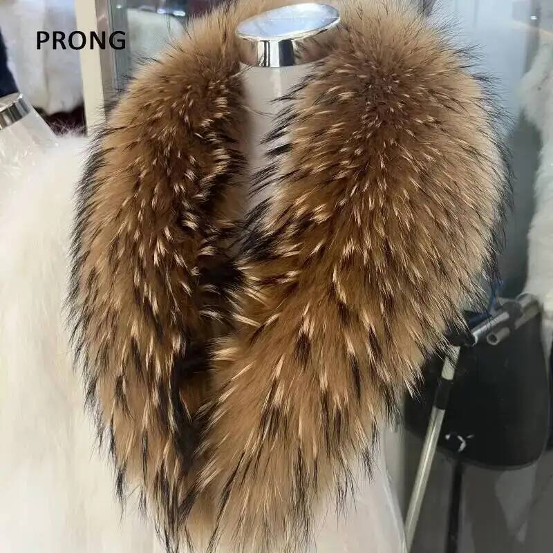 Natural Raccoon Fur Collar Rea - Shawl Wrap Winter 评论和价格
