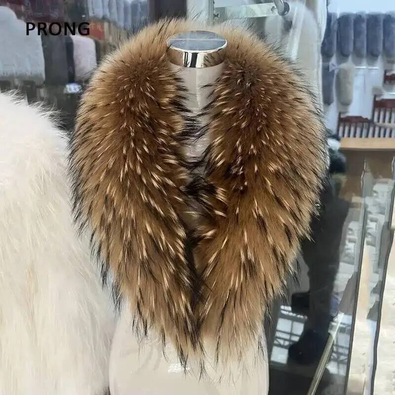 Natural Raccoon Fur Collar Rea - Shawl Wrap Winter 评论和价格