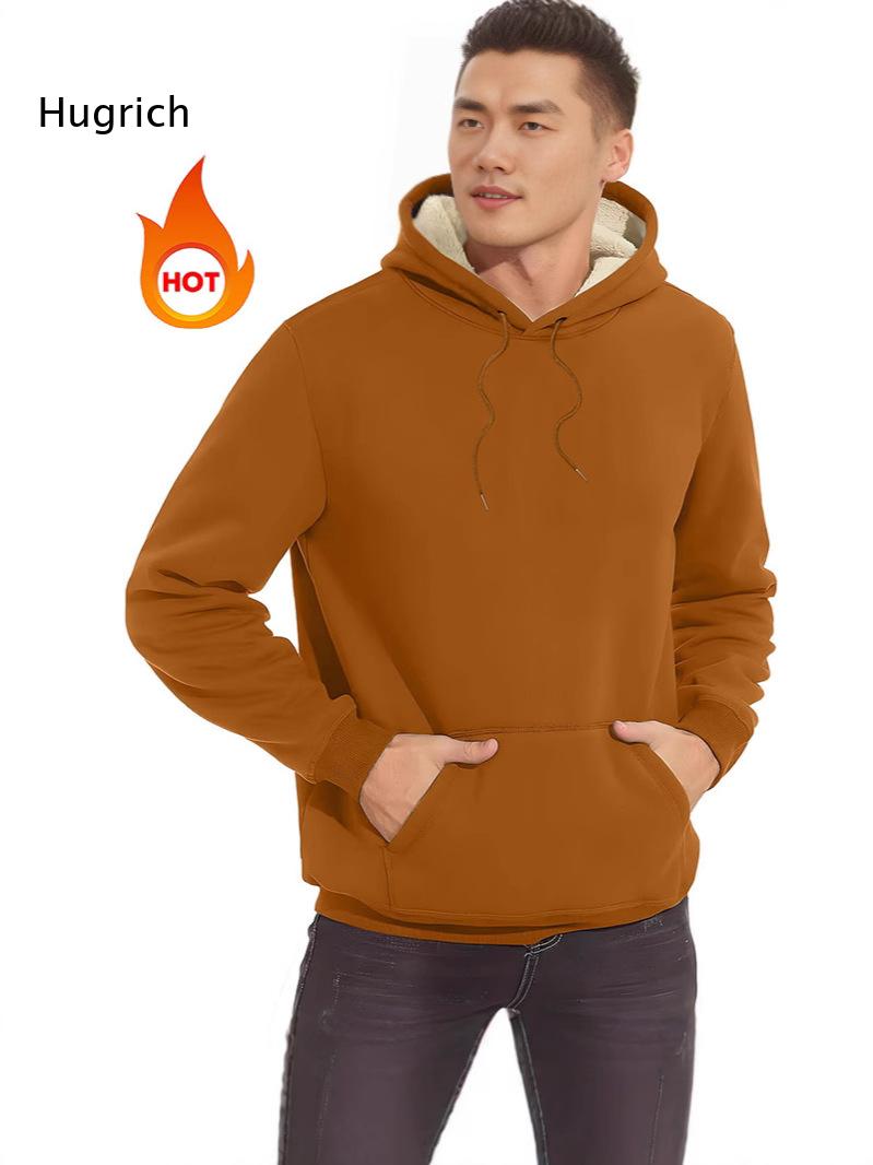Men Sherpa Lined Hoodie Drawst - Sherpa Hoodie Fleece 评论和价格