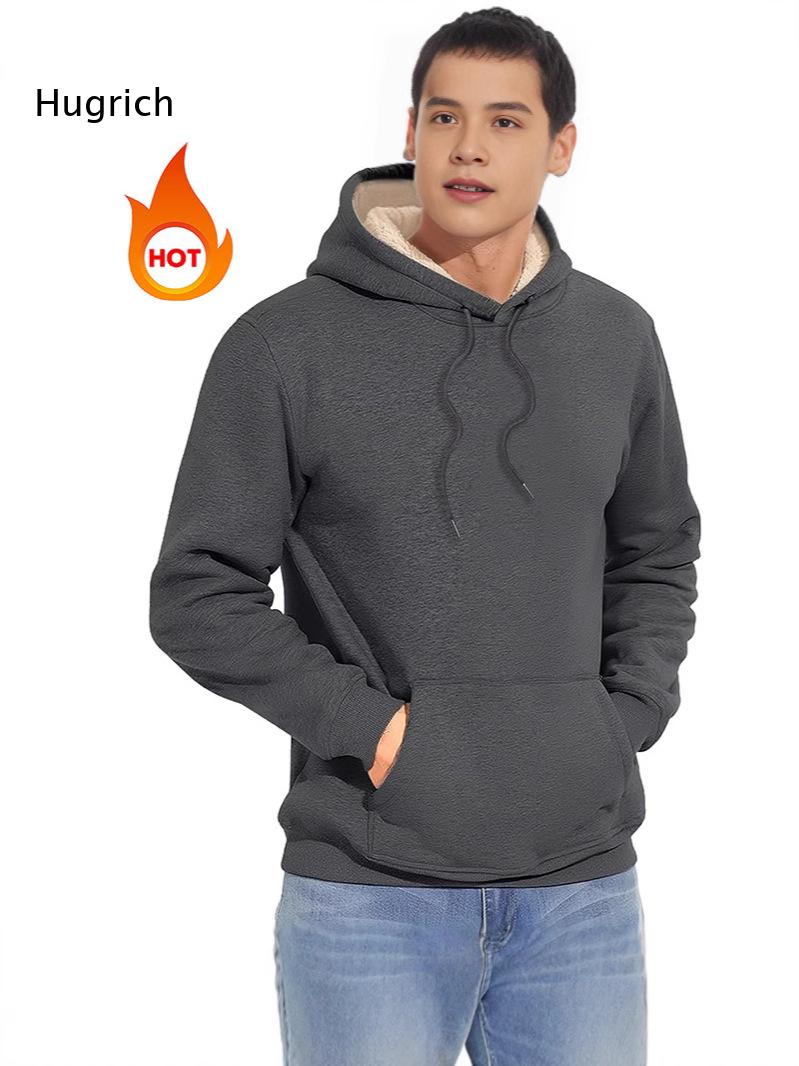 Men Sherpa Lined Hoodie Drawst - Sherpa Hoodie Fleece 评论和价格