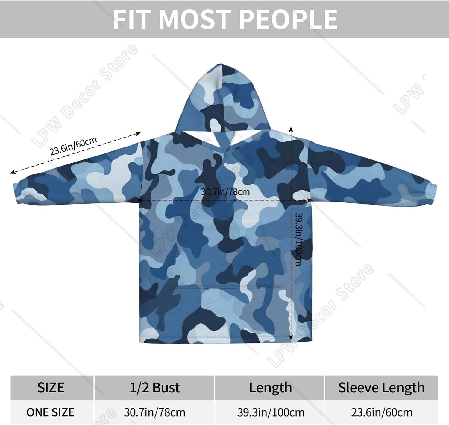 Classic Blue Camo Wearable Bla - Sherpa Hoodie Fleece 评论和价格