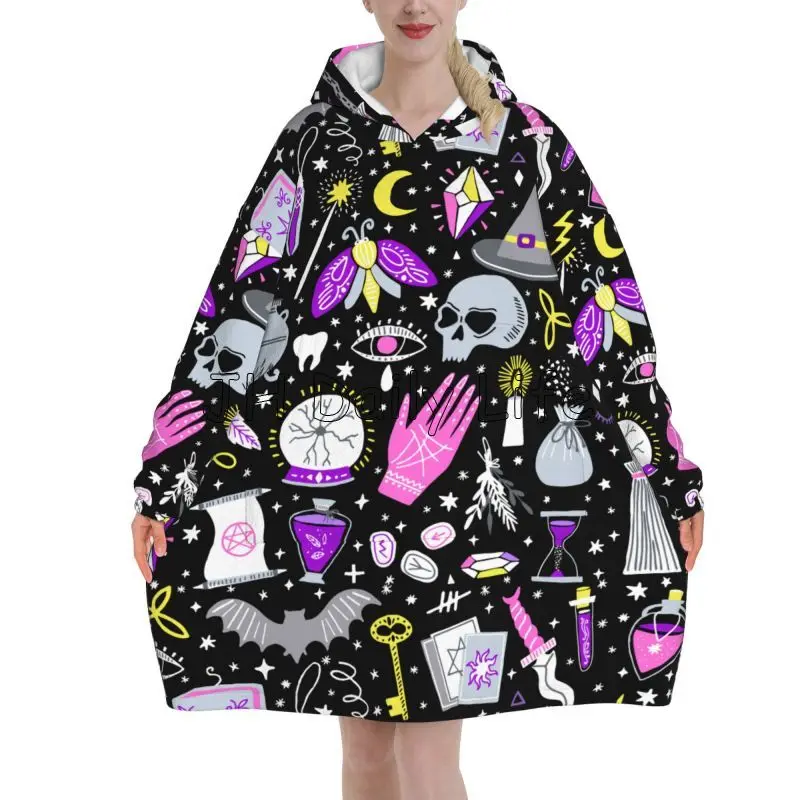 Magic Witchy Goth Oversized Bl - Sherpa Hoodie Fleece 评论和价格
