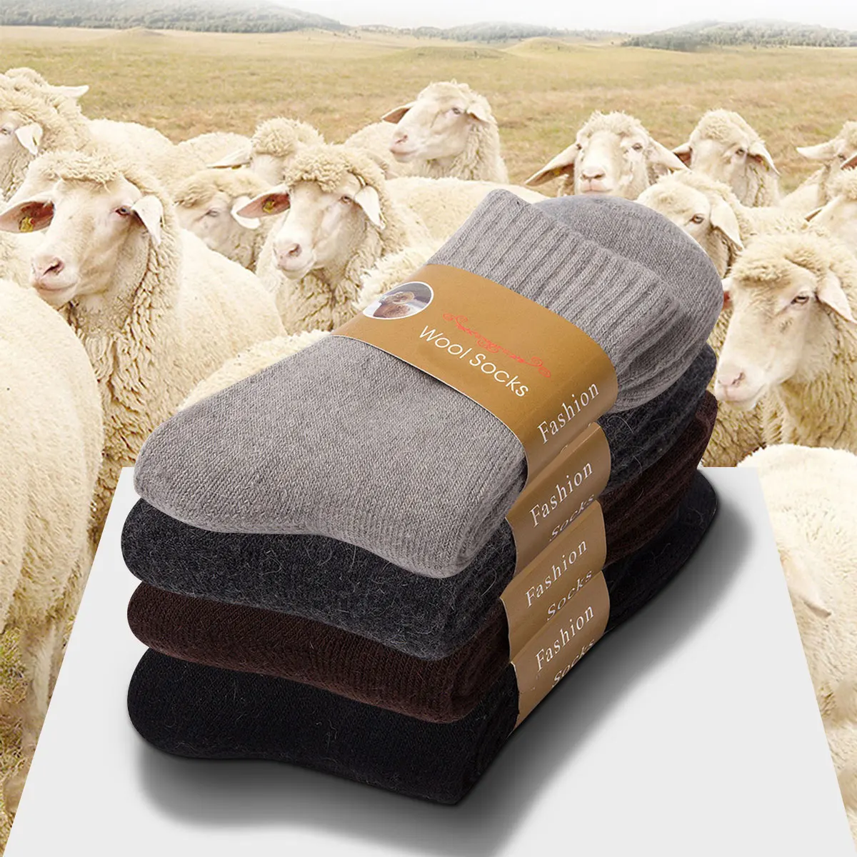 2 Pairs Winter Warm Socks Men' - Thermal Sock Wool 评论和价格