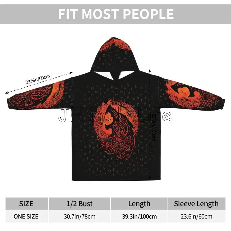 Viking Wolf Knot Fenrir Wearab - Sherpa Hoodie Fleece 评论和价格