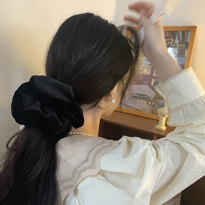 Oversize Black Velvet Scrunchi - Winter Headband Fleece 评论和价格